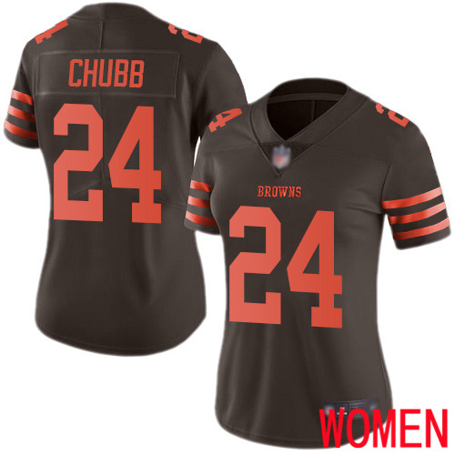 Cleveland Browns Nick Chubb Women Brown Limited Jersey #24 NFL Football Rush Vapor Untouchable